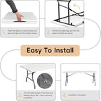 Folding Table 6FT HDPE 6 Foot Foldable Table Portable Banquet Surface Fold-in-Half Desk Utility for Working Meeting Parties, Picnic, Camping, Weddings, Catering, Garden Dining-White