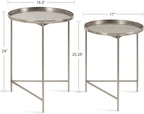 Kate and Laurel Ulani Modern Nesting Side Table; Set of 2; Silver; Sophisticated End Tables for Storage and Display