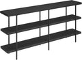 Henn&Hart 64'' Wooden Rectangular Console Table Entryway Table, Sofa Table with Wooden Shelves for Entryway, Living Room, Couch, Hallway, or Office, Black Grain.