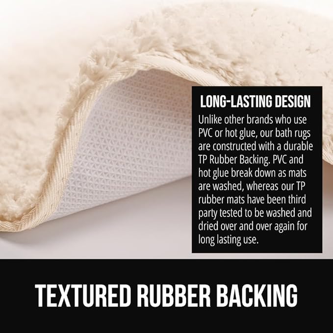 GORILLA GRIP Ultra Soft Plush Bathroom Rugs with Textured Rubber Backing, Absorbent Quick Dry Bath Mat, Machine Washable Shower Mats, Home Décor Accessories Bathmat Rug Essentials, 30 x 18 Ivory