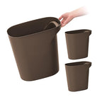 IRIS USA Small Trash Can Wastebasket with Handle, 6 Gallon / 24 Quart, 3-Pack, for Bathroom, Office, Bedroom, Under Sink, Kitchen, Garbage - Brown