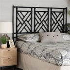 Pemberly Row Bohemian Black Natural Rattan King Size Standalone Headboard