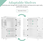 Tall Storage Cabinet, Bathroom Floor Freestanding Storage Cabinet with 2 Double-Door and Adjustable Shelves for Bathroom, Office, Living Room, White