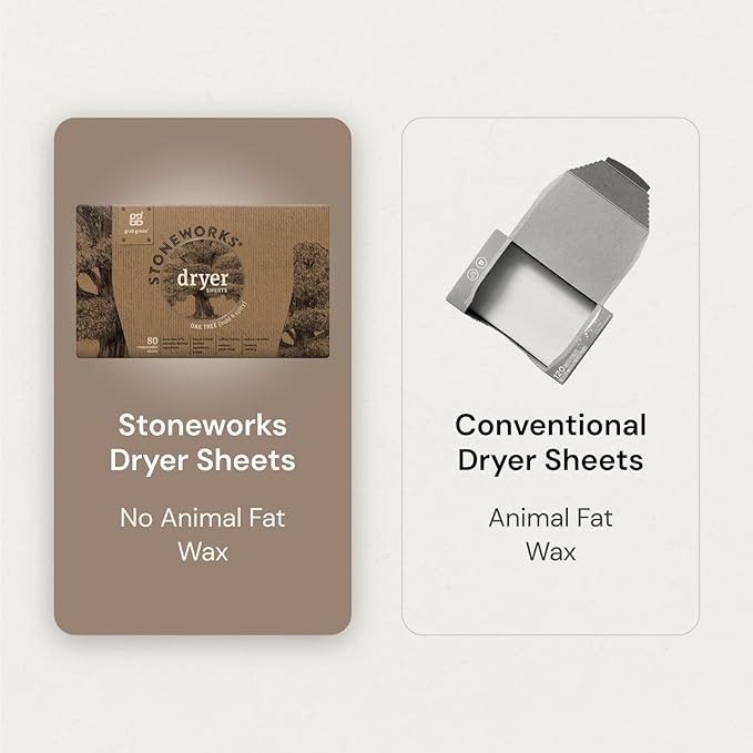 Grab Green Stoneworks Cruelty-Free Dryer Sheets | Softens Fabrics, Freshens Clothing & Reduces Static-Cling and Wrinkles | Plant Based | Olive Leaf Scent (80 Sheets)