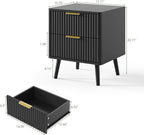LYNSOM Fluted Dresser and Nightstand Sets 2 Piece, 2-Drawer Nightstands and 6-Drawers Dresser, Wood Bedroom Furniture Set for Home, Bedroom, Hallway, Black