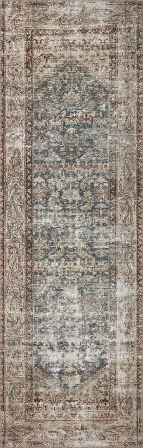 Loloi Amber Lewis Georgie Collection GER-04 Teal/Antique 8'-4" x 11'-6", .19" Pile Height, Area Rug