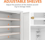 Metal Bathroom Cabinet, Small Floor Storage Cabinet, Freestanding Sideboard with 2 Adjustable Shelves for Living Room, Dinging Room (White, 31.5" H-2 Doors)