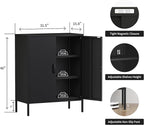 2 Door Metal Storage Cabinet with 2 Shelves, 3 Tier Garage Storage Locker Cabinet for Home, Entryway, Hallway and Office, Assembly Required, Black, (LC-CSG)