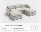 Txtin's Sectional Couches for Living Room U Shaped Cloud Couch with Ottoman Deep Plush 5 Seats Sofa Modern Sofa for Apartment Light Grey