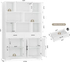 HOSTACK 71" Tall Bookcase with Drawers and Doors, 47" Wide Book Shelf and Bookcase with Storage, 6 Tier Large Book Storage Cabinet with 14" Deep Display Shelves for Living Room, Home Office, White