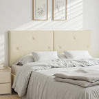 Modern Queen Headboard, Upholstered Faux Leather Bed Headboard with Solid Wood & Sturdy Metal Legs, Tufted Adjustable Height Headboards in Button Design, Beige