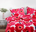 Marimekko - Queen Comforter Set, Cotton Bedding with Matching Shams, Lightweight Home Decor for All Seasons (Unikko Red, Queen)