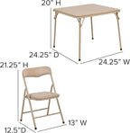 Flash Furniture Mindy Kids 3-Piece Folding Square Table and Chairs Set for Daycare and Classrooms, Children's Activity Table and Chairs Set, Tan