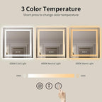 WTTY LED Bathroom Mirror 36"x36" with Backlit and Front Light,Stepless Dimmable LED Mirror for Bathroom,Anti-Fog Lighted Bathroom Vanity Mirror Modern,Memory Function,Shatter-Proof