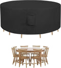 Easy-Going Round Patio Furniture Cover Waterproof Outdoor Dining Table and Chair Cover Anti-UV Outside Sectional Sofa Set Covers (62" Dia x 28" H, Black)