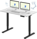 FLEXISPOT E3 Dual Motor Electric Standing Desk 55x28 Inch Whole-Piece Board Height Adjustable Electric Sit Stand Desk (Black Frame + White Desktop, 2 Packages)