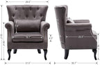 chairus Mid-Century Modern Accent Chair Comfy Tufted Single Sofa Chair Wingback Armchair with Pillow for Club, Living Room, Bedroom - Velvet, Grey