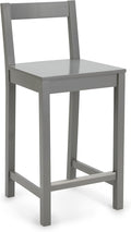 Amazon Basics Wooden Bar Stool with Backrest 24", Grey, 1 Unit