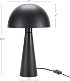 Nourison Home 16" Matte Black Metal Mushroom Table Lamp, Modern, Retro, Desk Light for Bedroom, Dining, Office, Entryway