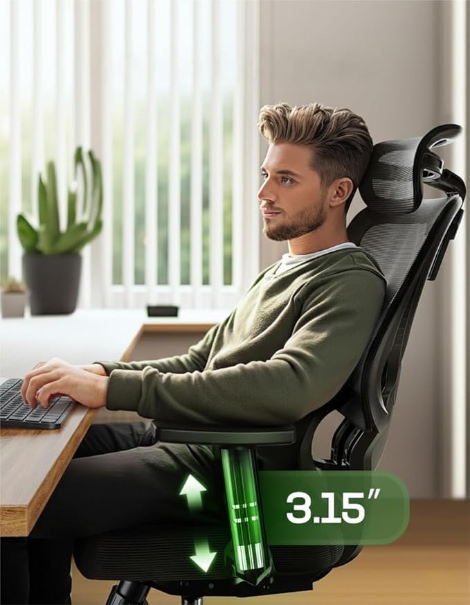 Marsail Ergonomic Office Chair Desk Chair,Gaming Chair with Height Adjustable Lumbar Support, Adjustable Armrest& 2D Headrest