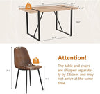 4 Chair Dining Table Set，Dinner Table Set for 4，55'' Kitchen Table and Suede Nap Fabic Chairs Set of 4, 5 Piece Dining Table Set for Kitchen Dining Room