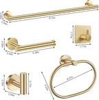 Brushed Gold Bathroom Accessories Set, 7 Pieces Gold Towel Bar Bathroom Hardware Set, 31.5 Inch Towel Racks for Bathroom, SUS304 Stainless Steel Bathroom Towel Holder Toilet Paper Holder Wall Mounted