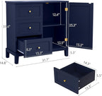 HLR Accent Cabinet with 3 Drawers and Door, Wooden Storage Cabinet with Shelves, Sideboard for Living Room, Entryway, Navy Blue
