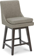 CHITA Counter Height Swivel Barstool, FSC Certified Upholstered Bar Stool, 26.8" H Seat Height, PU Leather in Stone Gray