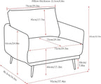 Mid-Century Accent Chair,Modern Oversized Armchair for Living Room,Comfy Upholstered Reading Accent Chairs for Bedroom,Single Sofa Chair (Navyblue-1PACK)