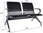 Kinsuite 5-Seat PU Leather Reception Bench - 2pcs Waiting Room Chairs with Arms & Non-Slip Foot Mats, Reception Chairs Guest Chair for Office Airport Bank Salon, Black