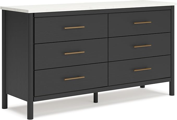 Signature Design by Ashley Cadmori Bohemian 6-Drawer Dresser with Safety Stop, Black & White
