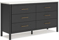 Signature Design by Ashley Cadmori Bohemian 6-Drawer Dresser with Safety Stop, Black & White