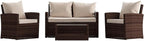 Flash Furniture Aransas Series 4 Piece Brown Patio Set with Beige Back Pillows and Seat Cushions