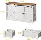 47.8” Farmhouse Lateral File Cabinet with Sliding Barn Door, 3 Drawers Filing Storage Cabinets with Adjustable Shelf, Office Printer Stand for Hanging Files Letter/Legal/F4/A4.