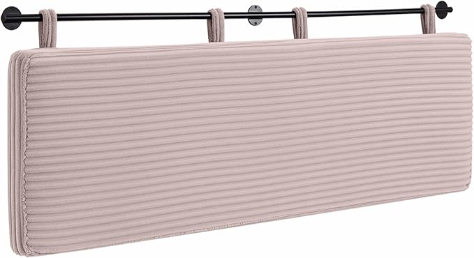 UEV King Headboard Only, Wall Mounted Hanging Upholstered Bed Head Board, Modern Vertical Channel Design of Fine Flannel, Elegant Pink Fluted Headboard for Bedroom (Pink, King Size)