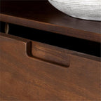 Walker Edison 3-Drawer Mid Century Modern Wood TV Stand for TV's up to 65" Flat Screen Cabinet Door Living Room Storage Entertainment Center, 58 Inch, Walnut