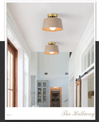 Ceiling Light Fixture, Hallway Ceiling Light with Gold Plate and Matte Black Shade, Modern Simple Style Porch Light Fixtures Semi Flush Mount (Brown)