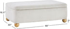 Walker Edison Linley Contemporary Large Storage Bouclé Ottoman with Wood Legs, Ivory