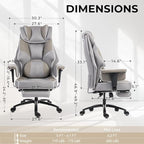 Dowinx Big and Tall Office Chair with Massage Lumbar Support,Executive Office Chair with Wide Thick Seat Cushion and Adjustable Armrest,Mesh Computer Gaming Chairs with Footrest (Grey)