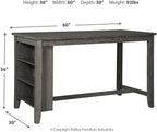 Signature Design by Ashley Caitbrook Rustic Counter Height Dining Table with Storage, Dark Gray