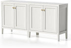 63" Large Buffet Cabinets Set of 2, Farmhouse Sideboard Cabinet with Storage, Accent Credenza Cabinet, Wood Kitchen Cabinets, Coffee Bar Console Table for Living, Dining Room, Antique White