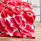 Marimekko - King Comforter Set, Cotton Bedding with Matching Shams, Lightweight Home Decor for All Seasons (Unikko Red, King)