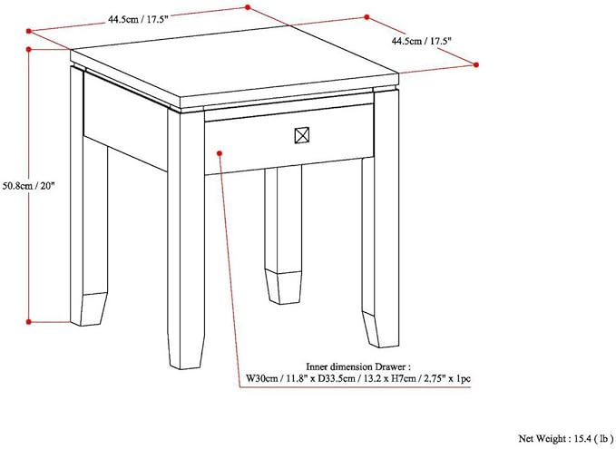 SIMPLIHOME Cosmopolitan SOLID WOOD 18 inch Wide Square Contemporary End Side Table in Mahogany Brown for the Living Room and Bedroom