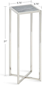 Kate and Laurel Jaspur Modern Drink Table, Gray and Silver, Decorative Glam Marble Accent Table for Display and Storage