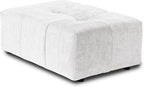JACH Modern Ottoman Seat for Living Room, Linen Fabric Ottomans, Minimalist Foot Stool, Comfy Breathable Footstool for Living Room Apartment (White)