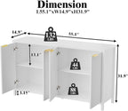 Fluted Sideboard Buffet Cabinet, 55" Large Storage Buffet Cabinet with 4 Doors and Adjustable Shelves, Modern Sideboard Console Table for Living Room,Entryway,Dinning Room,Kitchen-White