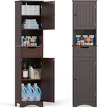 Gizoon 67" H Tall Bathroom Cabinet, Storage Cabinet with 2 Doors & Drawer, Narrow Linen Tower Freestanding Adjustable Shelves for Home, Kitchen, Versatile, Anti-Tipping, Dark Brown