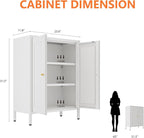 Metal Bathroom Cabinet, Small Floor Storage Cabinet, Freestanding Sideboard with 2 Adjustable Shelves for Living Room, Dinging Room (White, 31.5" H-2 Doors)