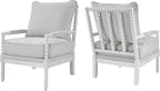 Morden Fort Linen Fabric Spindle Accent Chair with Wood Frame, French Style Accent Chairs with Padded Spring Seat and Armrest Pads, Brushed Base for Living Room Bedroom Farmhouse Office Balcony