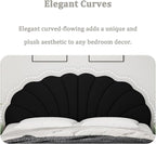 King Size Headboard Only, Petal Wall Mount Headboard King/California King Size for Adjustable Bed Velvet Upholstered Head Board Easy Assembly, Black